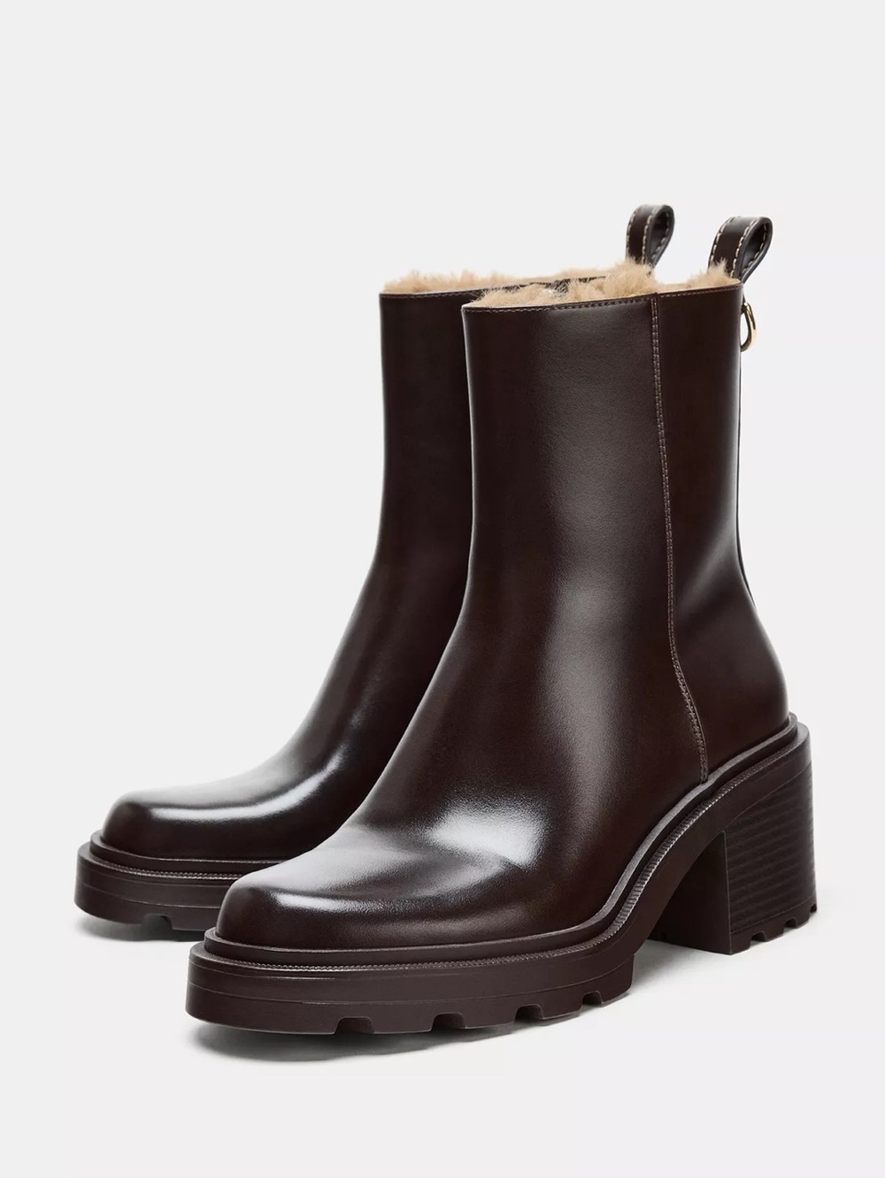 ZARA HEELED ANKLE BOOTS WITH FAUX FUR INTERIOR